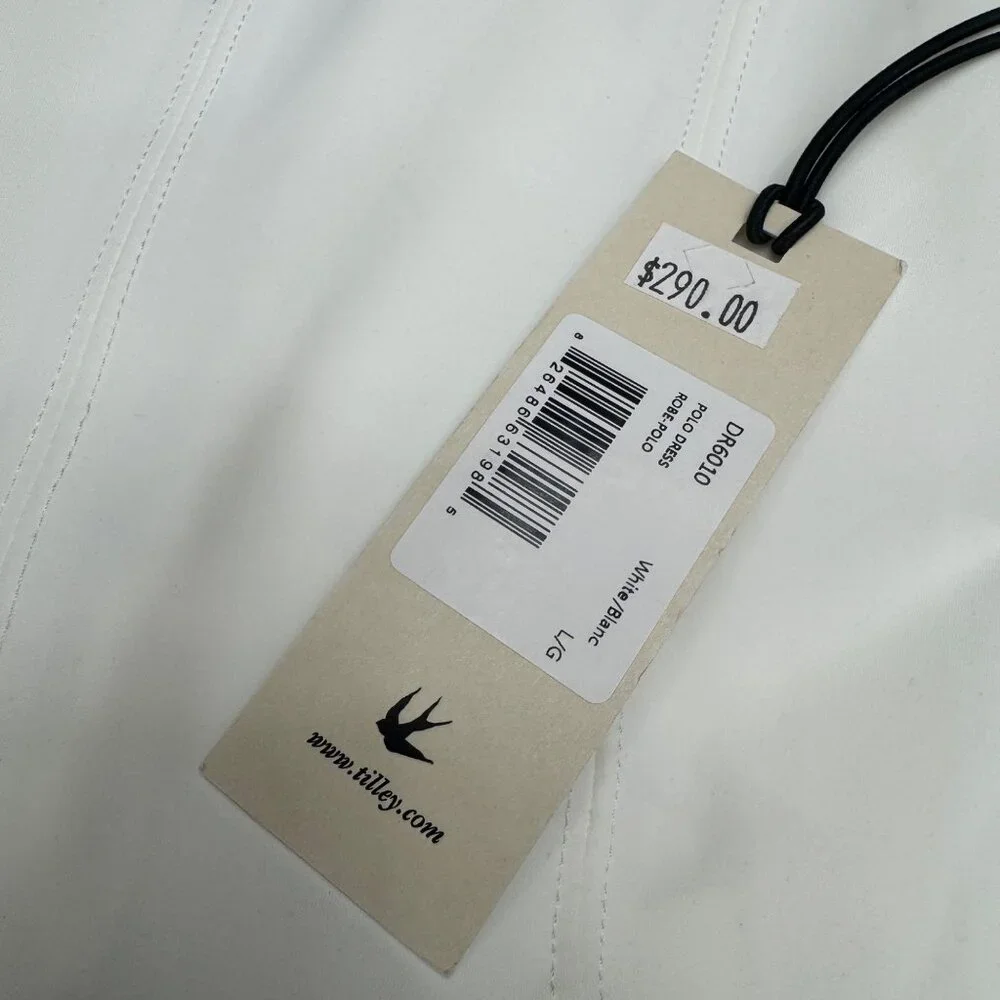 NWT Tilley Sleeveless Polo Dress Golf/Tennis Womens Large White Small Snag/Stain - Picture 5 of 13